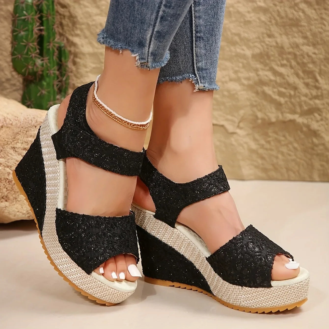 Wedge Sandals Women Summer Shoes Peep Toe Platform Sandals Luxury Designer Shoes Heels Women Sexy Party Dress Women Sandalias