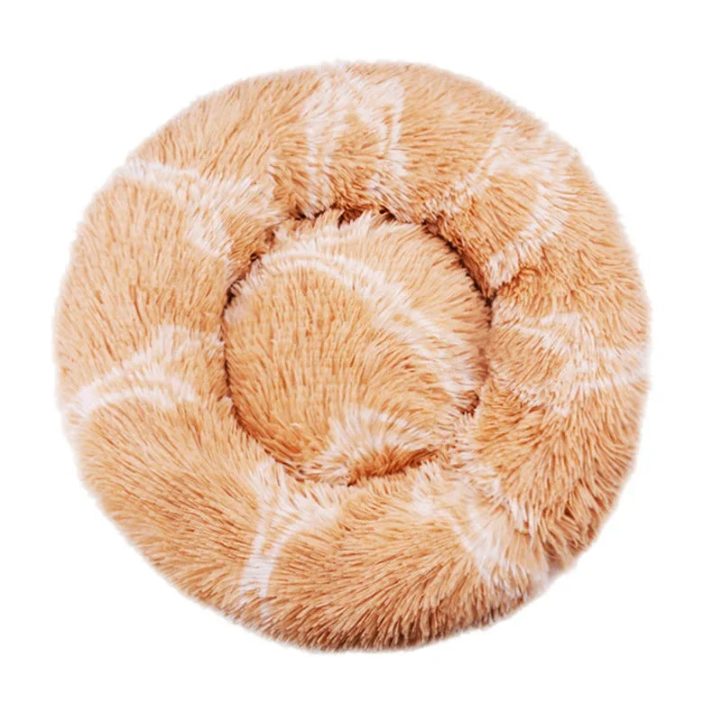 Gradient Orange Round Plush Pet Bed – 6 Sizes (40–90 cm) for Large & Medium Dogs, Super Soft Cat Bed, Winter Warm Dog House