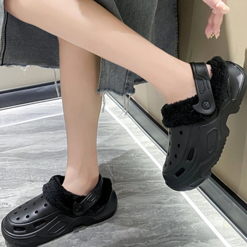 Women's Plush Cotton Slippers Winter Comfort Indoor Anti-skid Shoes Flat Shoes Family Bedroom Floor Slippers Internet Celebrity