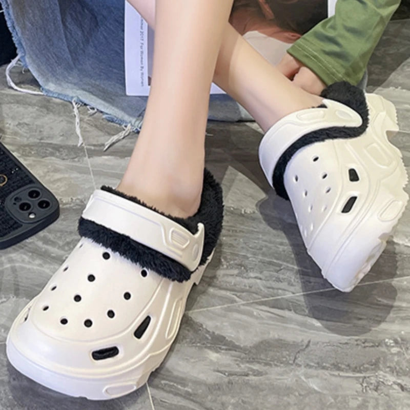 Women's Plush Cotton Slippers Winter Comfort Indoor Anti-skid Shoes Flat Shoes Family Bedroom Floor Slippers Internet Celebrity