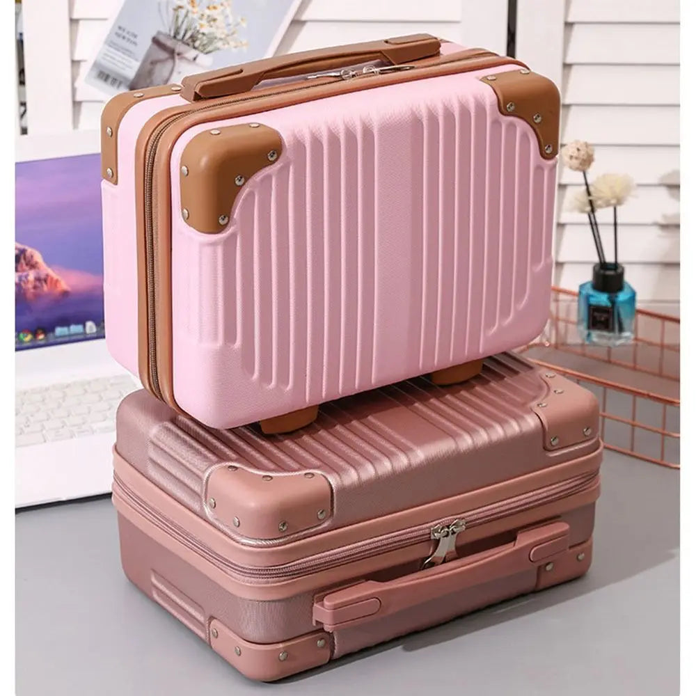 Portable Mini Travel Suitcase Cosmetic Box Large Capacity Hand Luggage Organizer Makeup Case Gift Bag Small Boarding Case 14inch