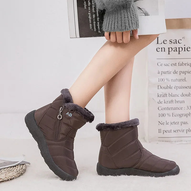 Women Boots Snow Keep Warm Shoes Woman Waterproof Platform Boots Zipper Boots Ladies Flat Fashion Botas Mujer Winter Boot Female