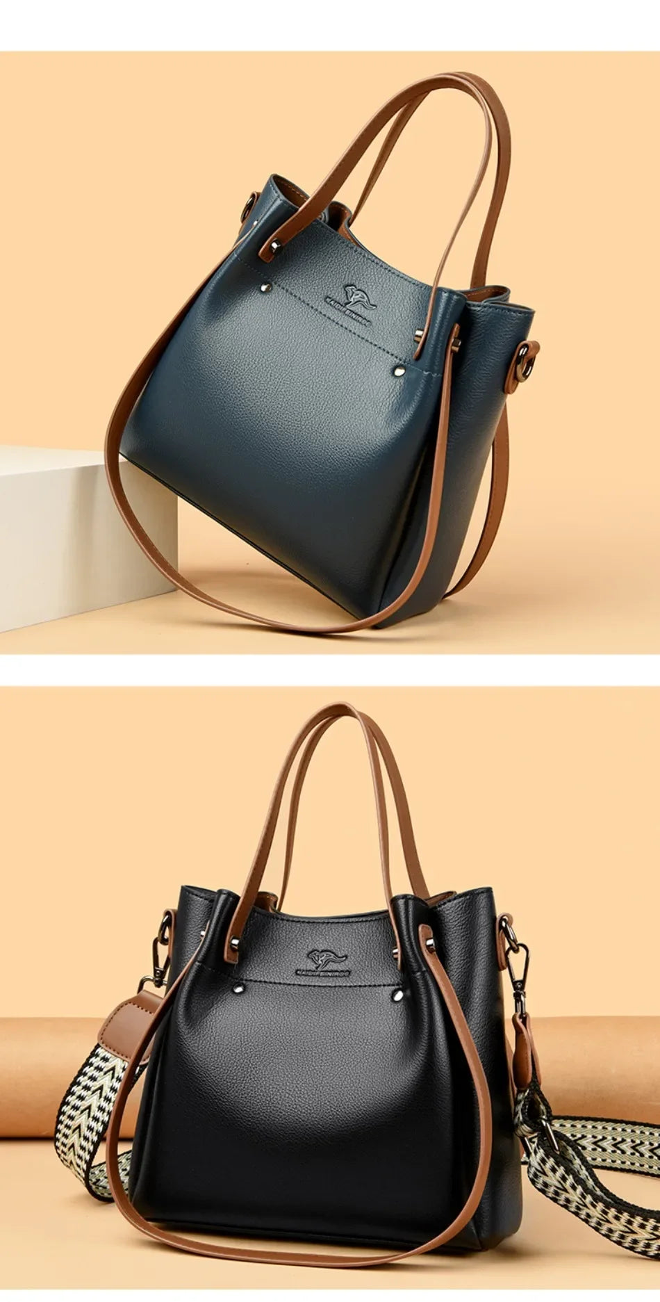 Genuine High Quality Leather Shoulder Crossbody Bags for Women Luxury Handbags Women Bag Large Capacity Soft Tote Messenger Bag