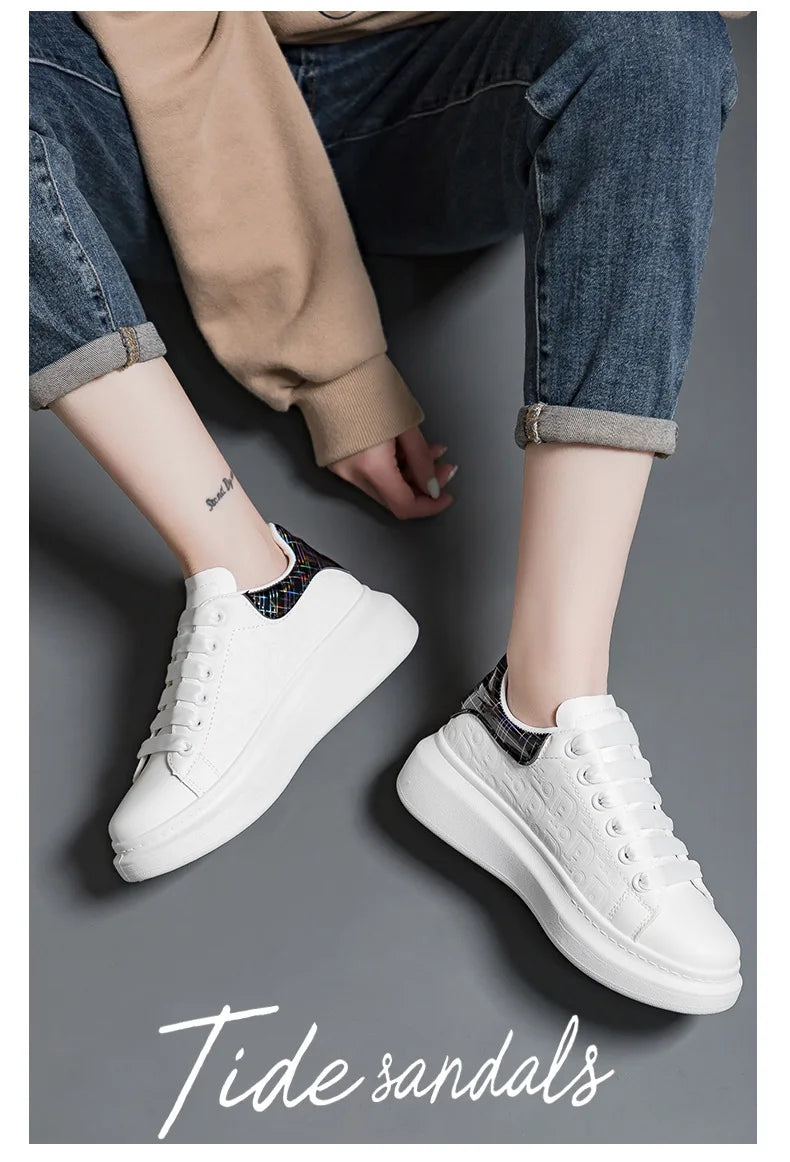 Sneakers Women 2024 New Fashion Platform Shoe Spring Autumn Casual Flats Female Thick Sole Breathable White Vulcanized Shoes