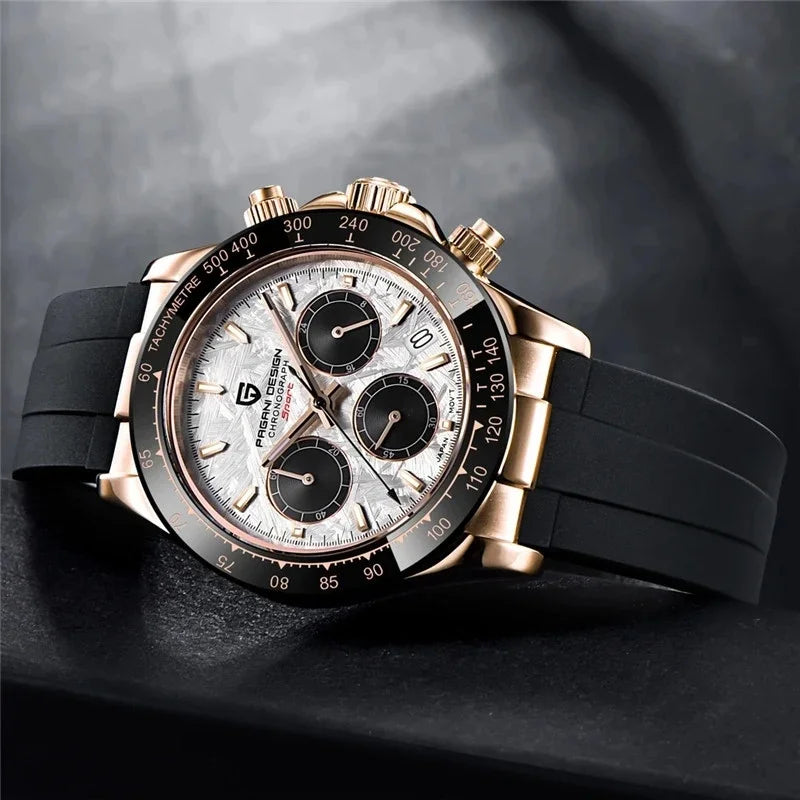 Original New PAGANI DESIGN PD-1664 Luxury Japan VK63 Movt Quartz Wristwatches Sapphire Waterproof Chronograph Gold Reloj Hombre