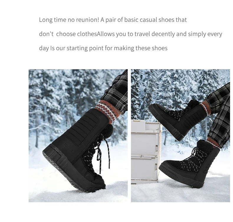 XIANG GUAN Outdoor Cold Resistant Hiking shoesTrainers Winter Women Snow Boots waterproof Mountain shoes Camping Casual sneakers