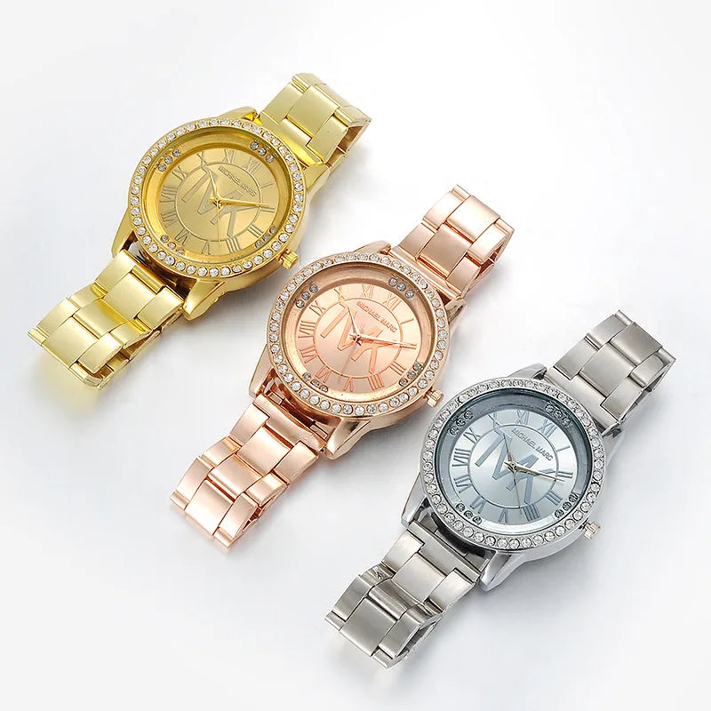 Luxury TVK Brand Watch For Women Gold Stainless Steel Water Resistant Diamond Roman Digital Quartz Wristwatches Reloj Mujer Gift