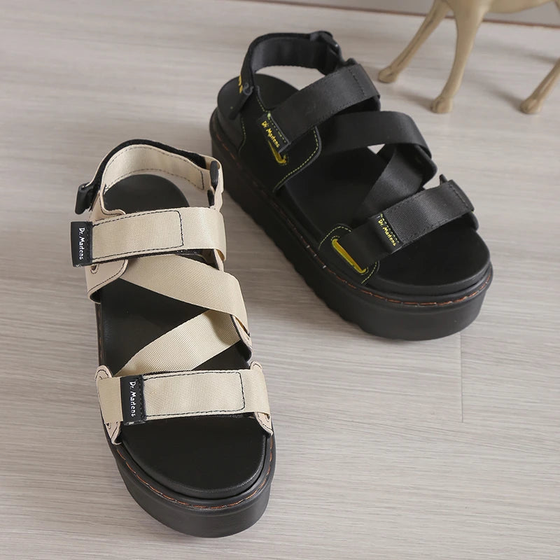 High Quality Ladies Shoes Buckle Strap Women's Sandals Party Sandals Women Round Toe Shoe Female Platform Sandal shark sandals