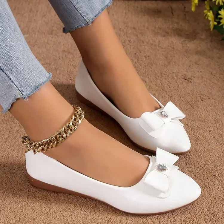 Women Casual Flats Shoes  New Bow Elegant Walking Shoes Spring Designer Brand Retro Dress Soft Sole Shoes Zapatillas Mujer