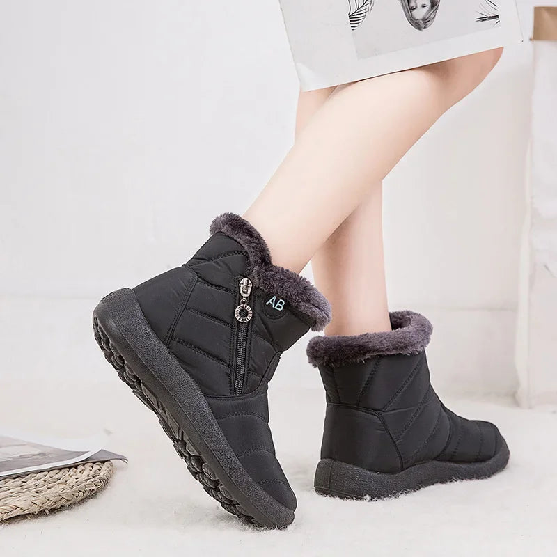 Women Boots Snow Keep Warm Shoes Woman Waterproof Platform Boots Zipper Boots Ladies Flat Fashion Botas Mujer Winter Boot Female