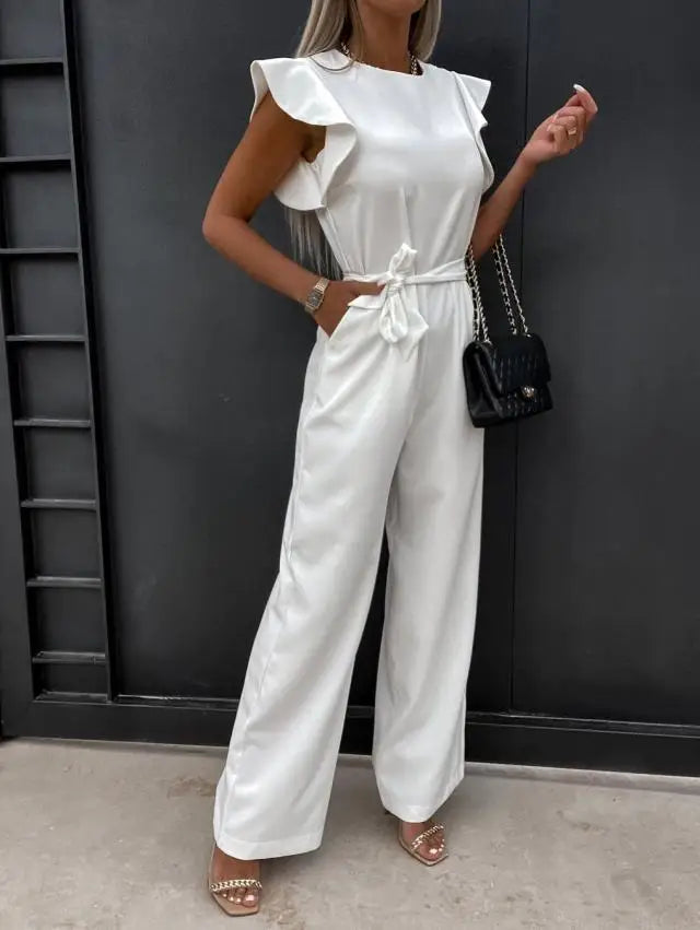 2024 Summer Short Sleeve Wide Leg Jumpsuit For Women Elegant Romper Vintage Streetwear Jumpsuits Overalls Women Jump Suit Woman