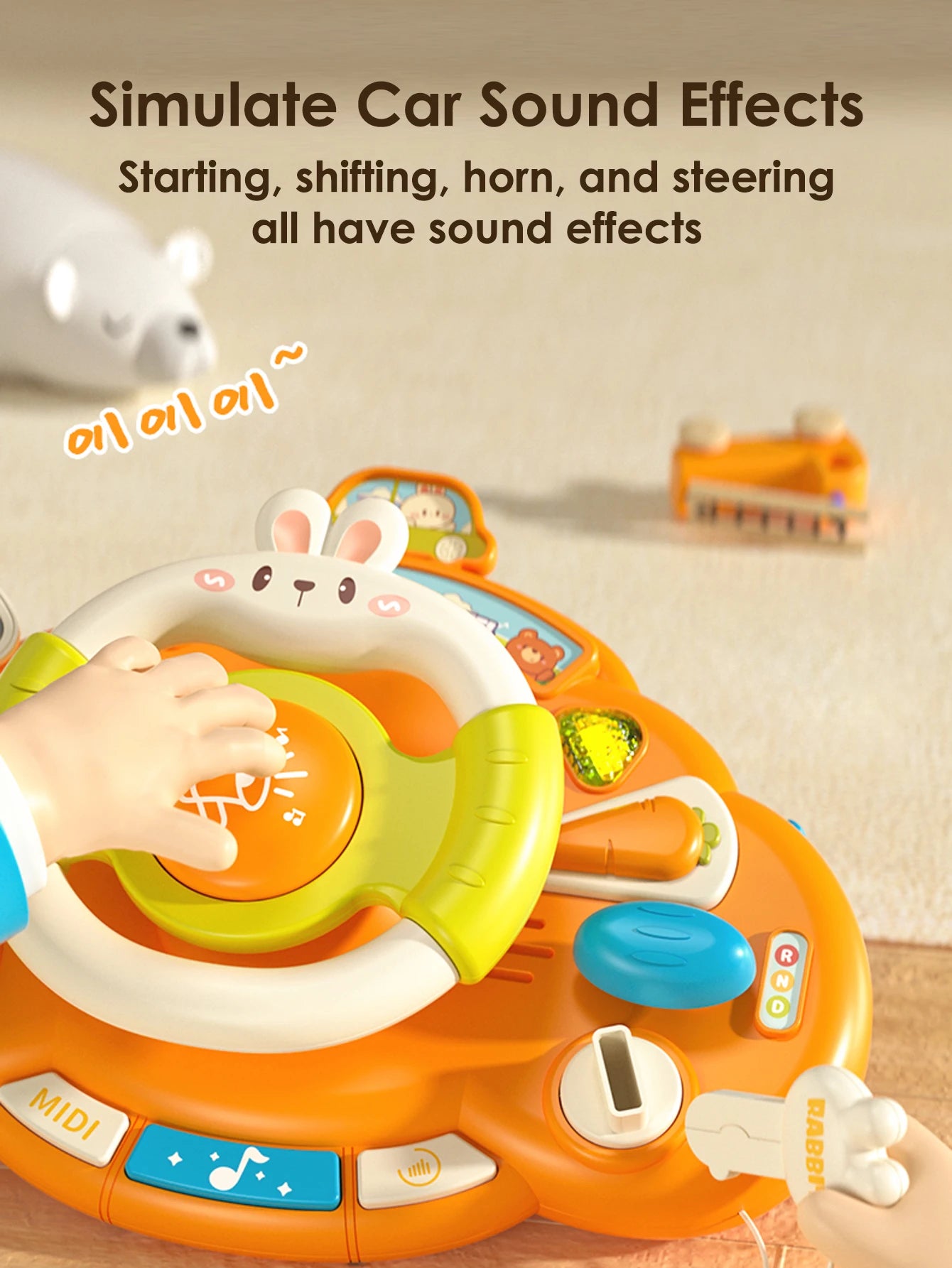 1pc Baby Steering Wheel – Educational Simulated Driving Toy with Music & Lights