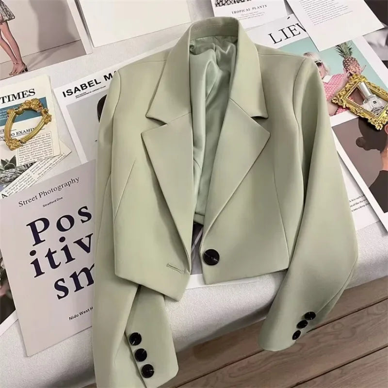 Blazer Woman Spring New Solid Color Temperament Suit Jacket Fashion Trend Suit Elegant Outerwears Korean Reviews Many Clothes