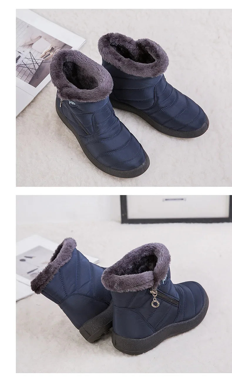 Women Boots Snow Keep Warm Shoes Woman Waterproof Platform Boots Zipper Boots Ladies Flat Fashion Botas Mujer Winter Boot Female