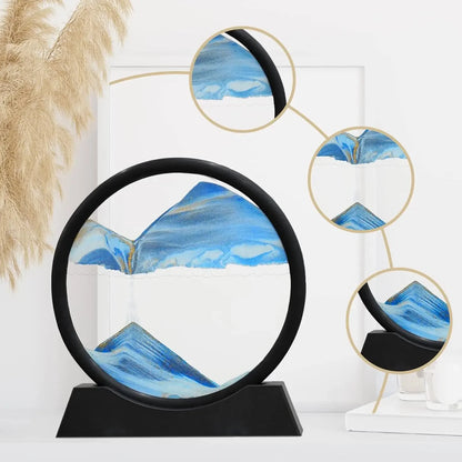 3D Moving Sand Art – Deep Sea Round Glass Hourglass Quicksand Picture for Home, Office, and Gift Decor