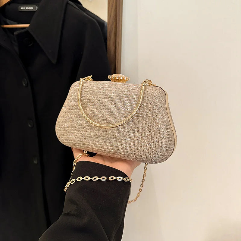 Luxury High Design Women Evening Bag Brand Party Banquet Glitter Bag For Ladies Wedding Clutch Handbag Shoulder Bag Chain Bolsas