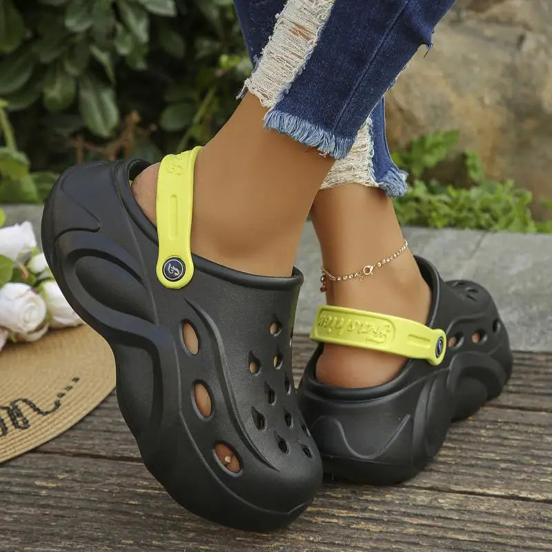 Mix Color Chunky Platform Clogs for Women Summer 2024 Soft Thick Bottom Beach Sandals Shoes Woman Non Slip Eva Wedges Slippers