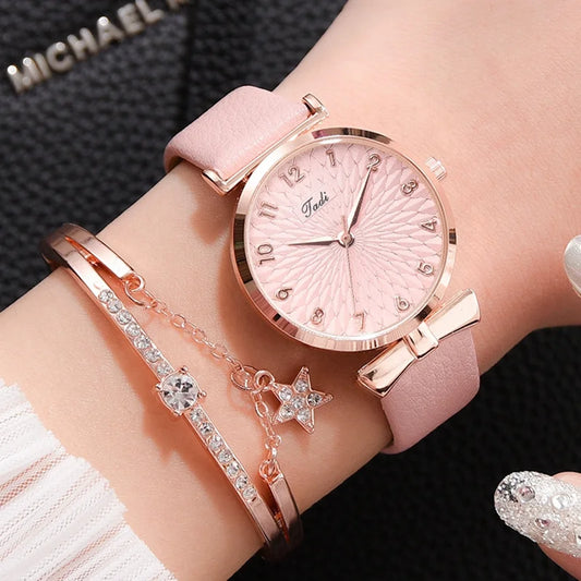 2pcs Set Luxury Women Bracelet Quartz Watches For Women Leather Watch Ladies Sports Dress Wrist Watch Clock Relogio Feminino