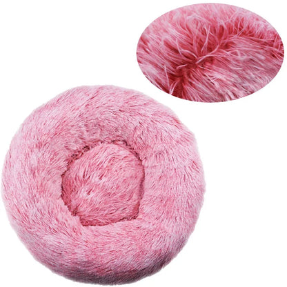 Pink Round Plush Pet Bed – 6 Sizes (40–90 cm) for Large & Medium Dogs, Super Soft Cat Bed, Winter Warm Dog House