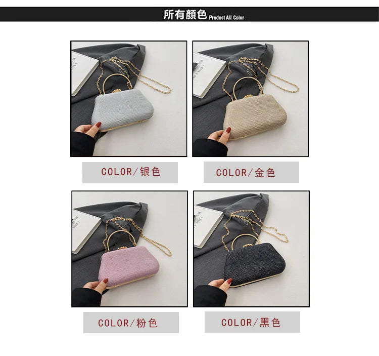 Luxury High Design Women Evening Bag Brand Party Banquet Glitter Bag For Ladies Wedding Clutch Handbag Shoulder Bag Chain Bolsas