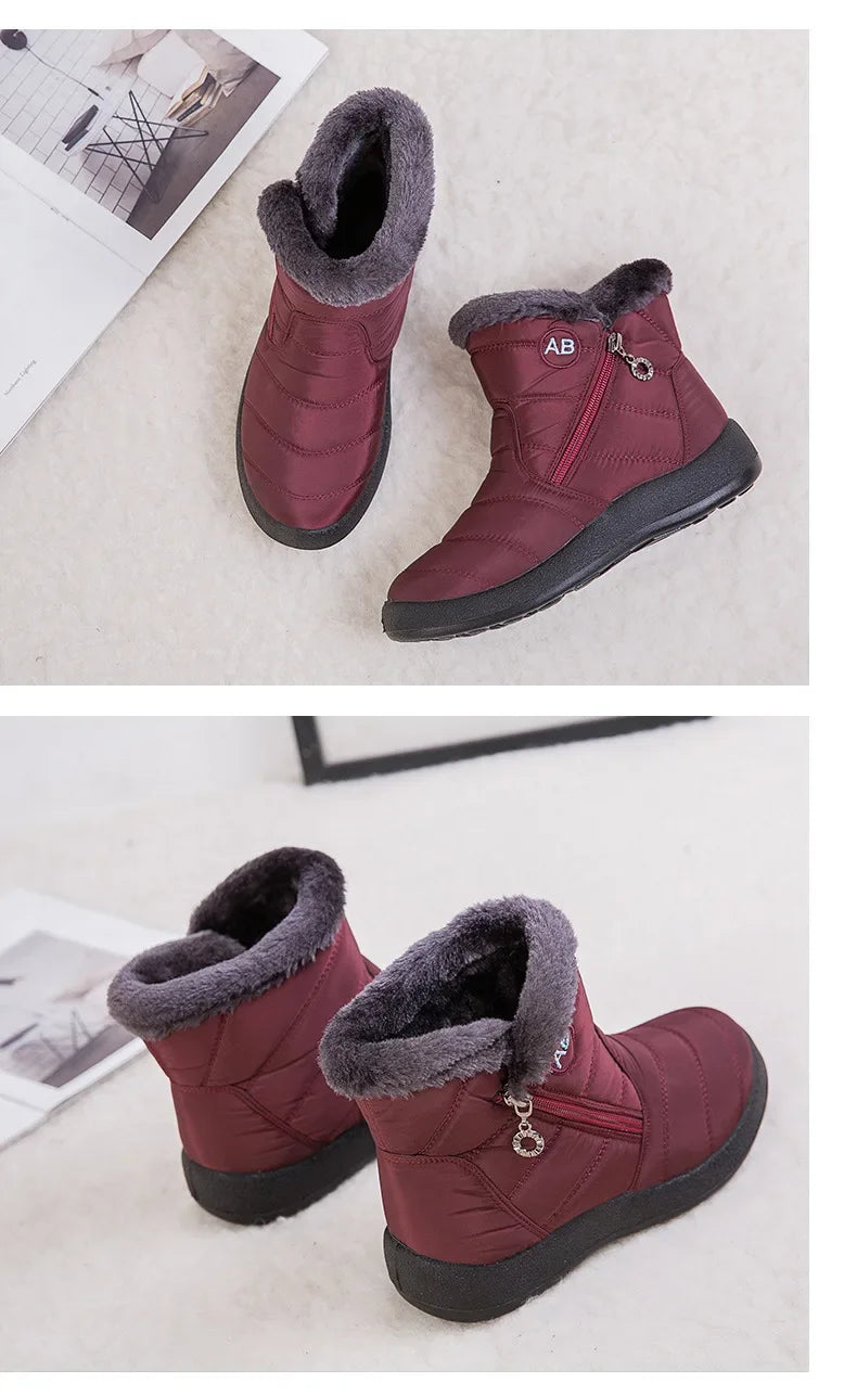 Women Boots Snow Keep Warm Shoes Woman Waterproof Platform Boots Zipper Boots Ladies Flat Fashion Botas Mujer Winter Boot Female