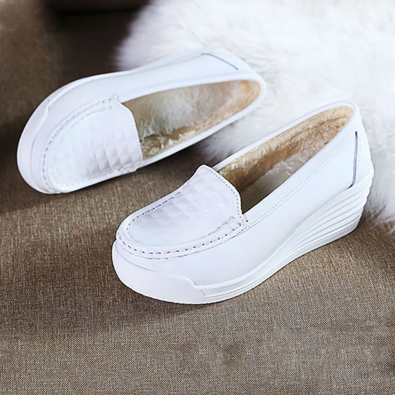 Women Wedge Platform Shoes Fashion Comfortable Increase Casual Slip-on Women's Loafers Summer Hollow Out Breathable Shoes