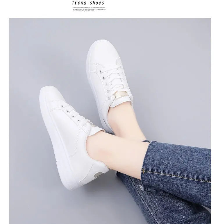 Women Casual Shoes Spring Autumn Sneakers Fashion White Breathable Embroidered Flower Lace-Up Tennis shoes