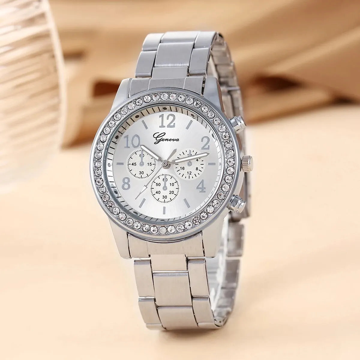 Luxurious Versatile Women's Business Bracelet Watch Set, Rhinestone Personalized Jewelry As A Gift For Her