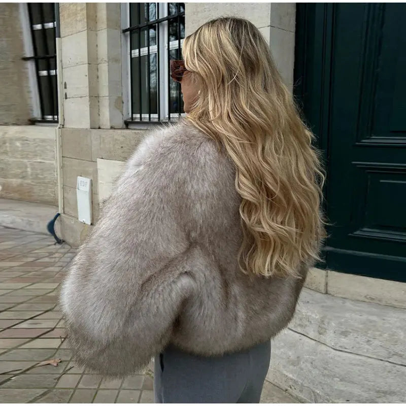 Luxury Thicken Fluffy Faux Fur Coat Women Autumn Winter Loose Long Sleeve Warm Jacket Female Elegant Lady Chic Street Outerwear