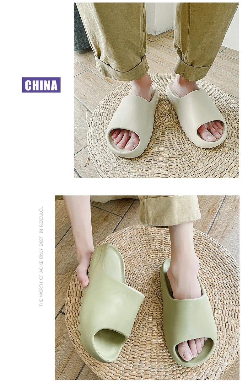 Cute High EVA Soft Thick Soled Slippers Women's Summer Fashion Wear Slippers Home Home Sandals Men's Beach Shoes