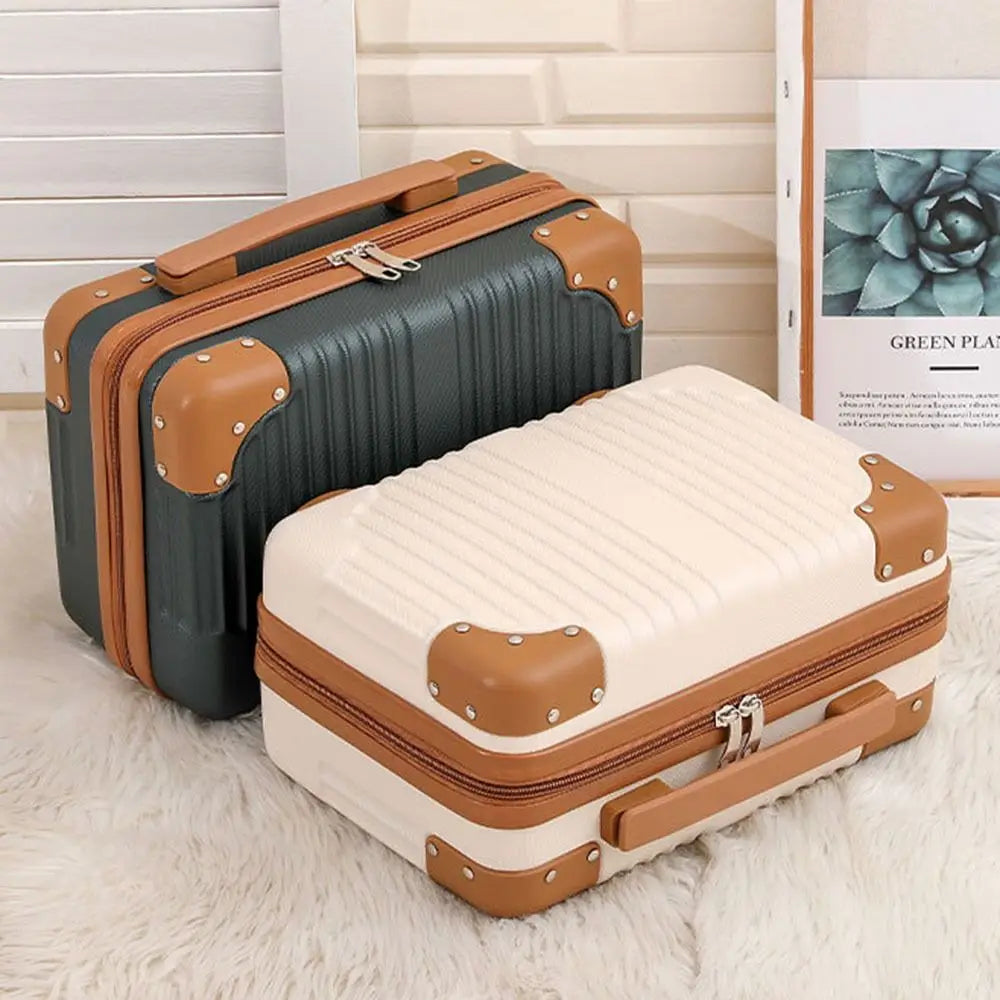 Portable Mini Travel Suitcase Cosmetic Box Large Capacity Hand Luggage Organizer Makeup Case Gift Bag Small Boarding Case 14inch