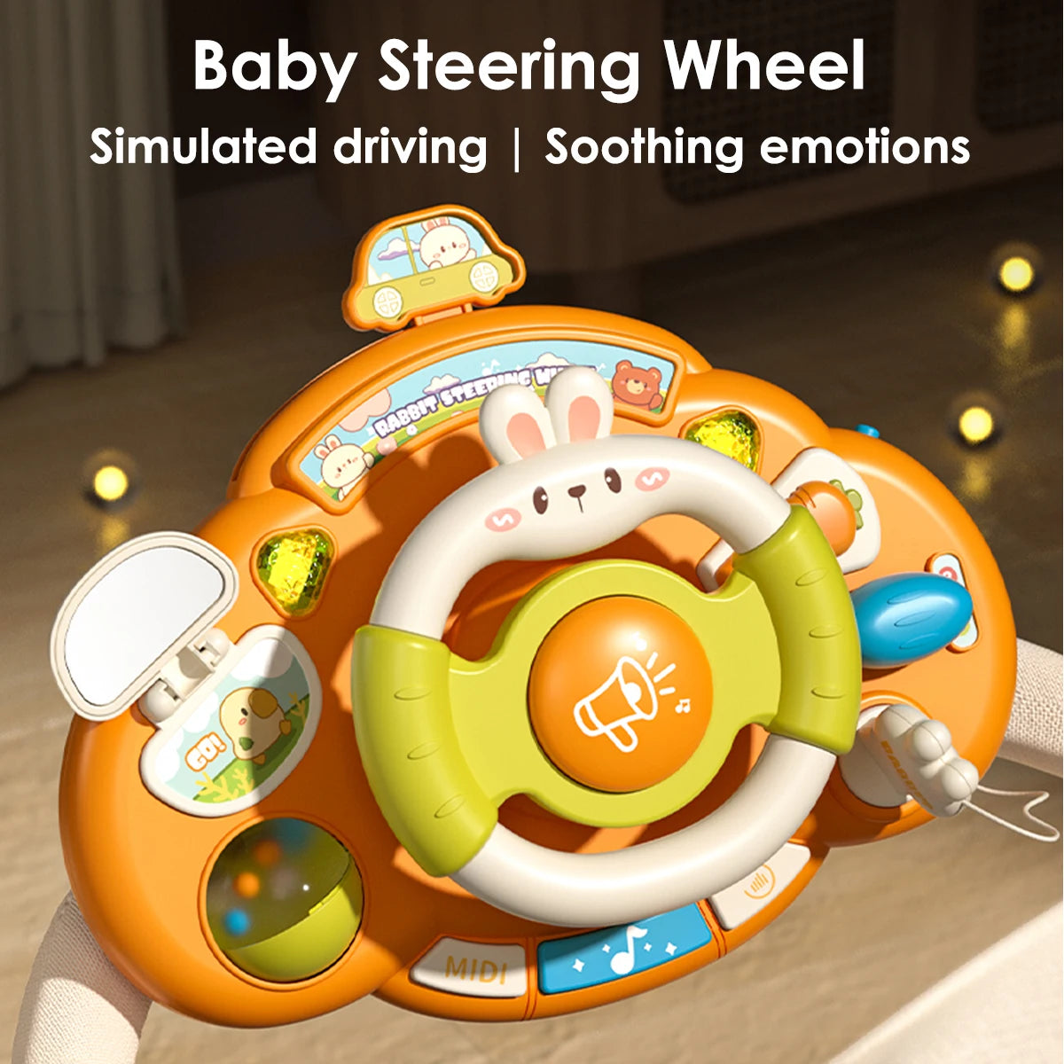 Steering Wheel Toys 1pc Baby Steering Wheel – Educational Simulated Driving Toy with Music & Lights
