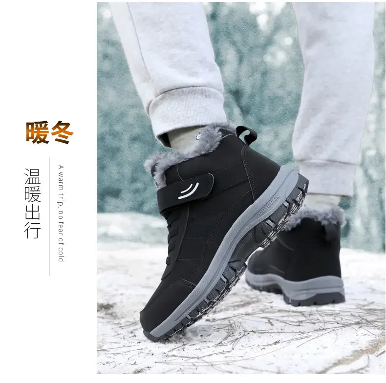 New 2024 Winter High Top Mountaineering Cotton Shoes for Elderly Hiking Warm Snow Boots Size 36-45 Zapatillas Hombre Men Shoes