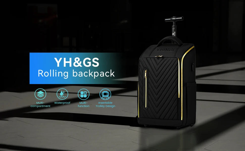 Business Rolling Luggage Backpack Waterproof Backpack with Wheels Travel Trolley Bags Carry on Luggage Bags Cabin Carry on Bag