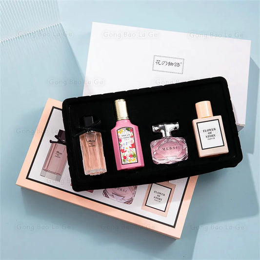 Floral Scent Gift Box 110ml Four Piece Set Women Perfume Pheromone Eau De Parfum Men Cologne Perfumes De Mujer Lasting Fragrance