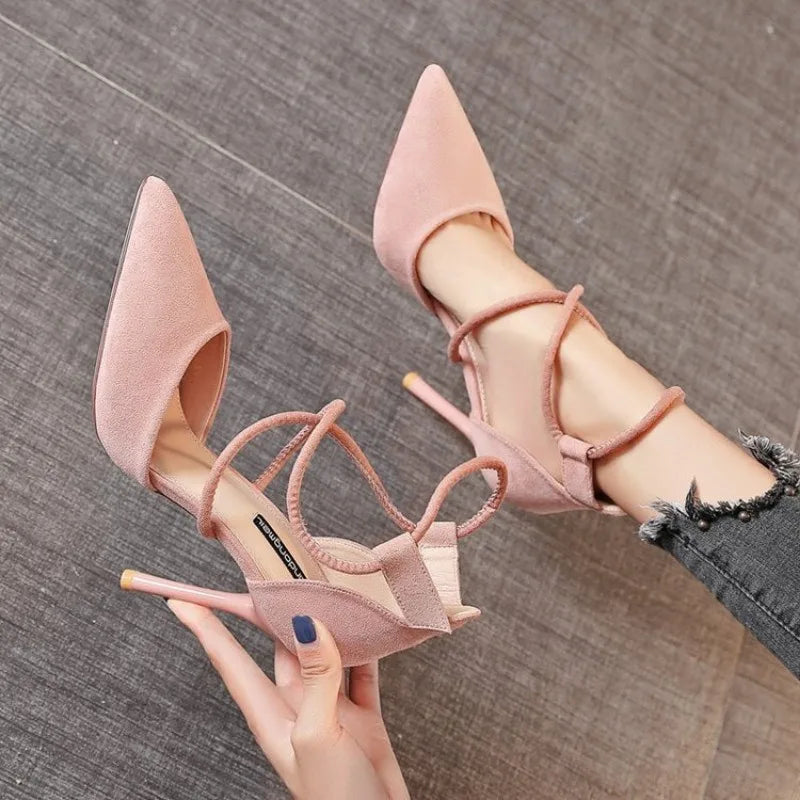 Women's High Heels 9cm2023 New Pointy Stiletto Fashion Sexy Black Wedding Shoes Nude Bride Shoes Sandals Zapatos De Mujer