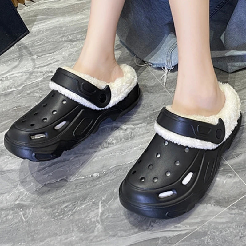 Women's Plush Cotton Slippers Winter Comfort Indoor Anti-skid Shoes Flat Shoes Family Bedroom Floor Slippers Internet Celebrity