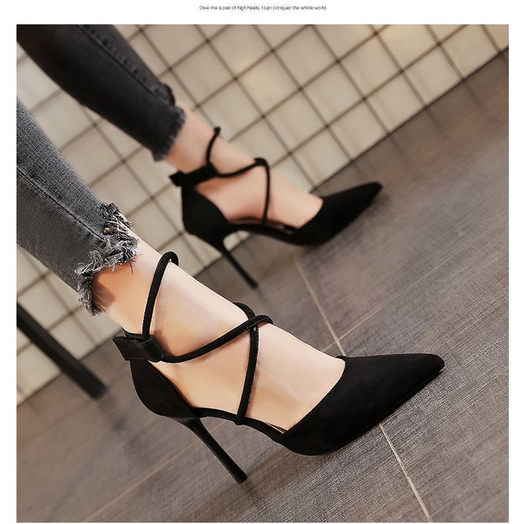 Women's High Heels 9cm2023 New Pointy Stiletto Fashion Sexy Black Wedding Shoes Nude Bride Shoes Sandals Zapatos De Mujer