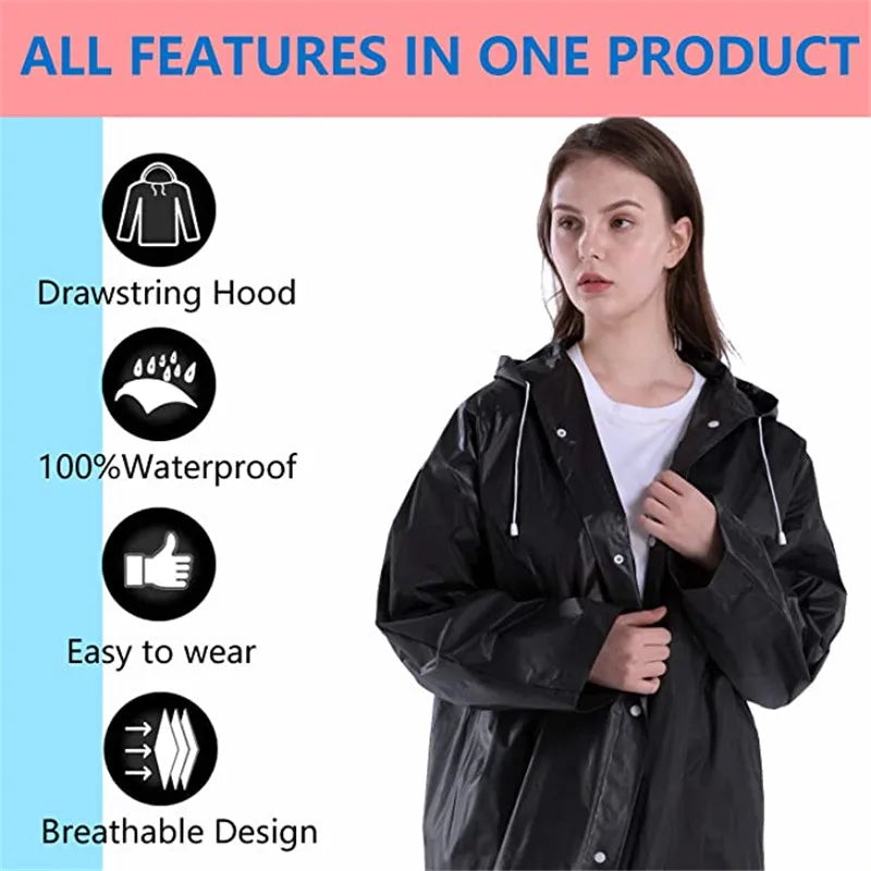 EVA Long Raincoat Unisex Male Women Rain Coats Poncho Suit Jacket Tourist Bike Ladies Running Hooded Hiking Rainwears Waterproof