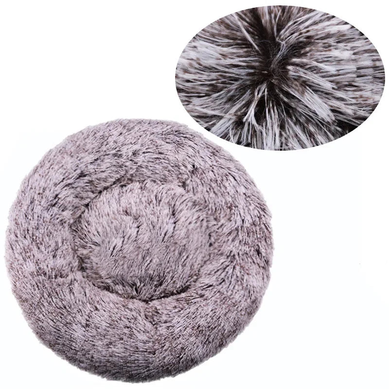 Purple Gray Round Plush Pet Bed – 6 Sizes (40–90 cm) for Large & Medium Dogs, Super Soft Cat Bed, Winter Warm Dog House