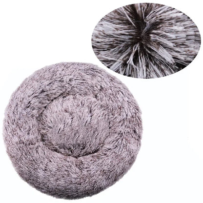 Purple Gray Round Plush Pet Bed – 6 Sizes (40–90 cm) for Large & Medium Dogs, Super Soft Cat Bed, Winter Warm Dog House