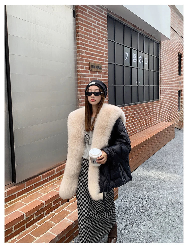 2024 Luxury Fur Collar Long Coats 2024 Women Winter Soft Warm Loose Jacket Puffer Parka Female Windproof Snow Outwear Coats