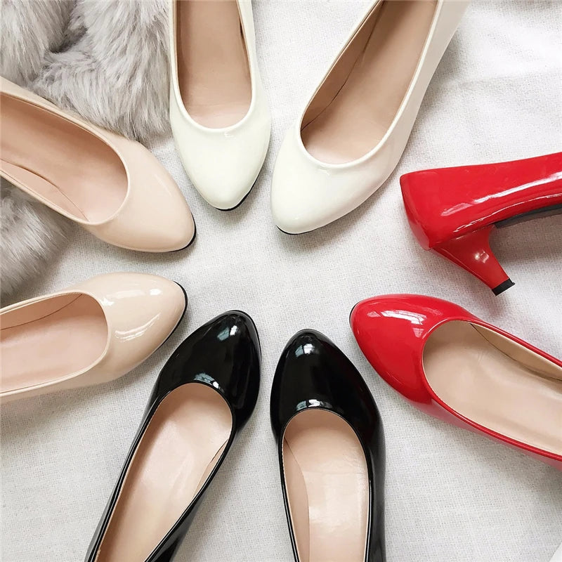 Women's Shoes On Heels Elegant Medium High Heeled Ladies Pointed Toe Fashion Pumps For Woman Office Wedding Party Shoes