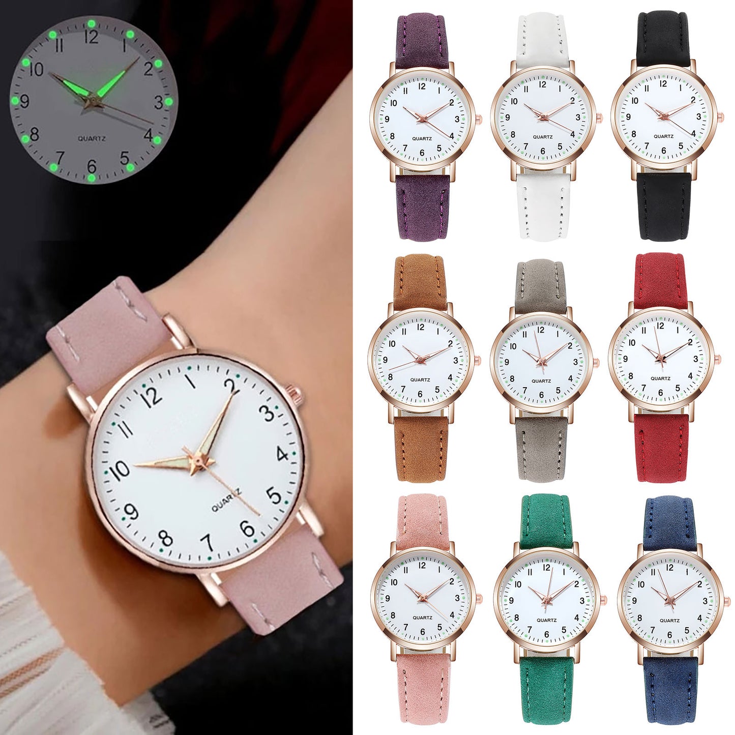 Fashion Temperament Ladies Belt Watch Analog Luminous Quartz Watch Fashionable Simple Style Quartz Wristwatch Reloj Mujer