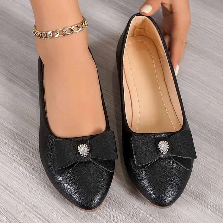 Women Casual Flats Shoes  New Bow Elegant Walking Shoes Spring Designer Brand Retro Dress Soft Sole Shoes Zapatillas Mujer