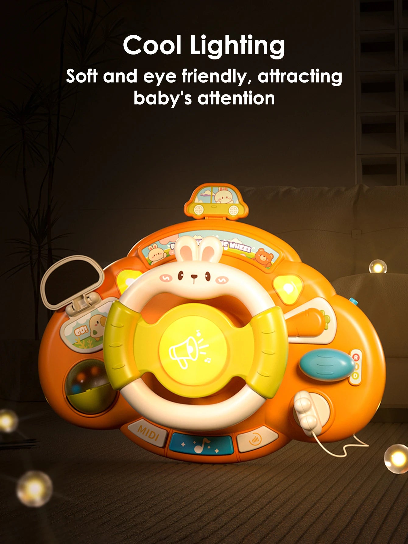 1pc Baby Steering Wheel – Educational Simulated Driving Toy with Music & Lights