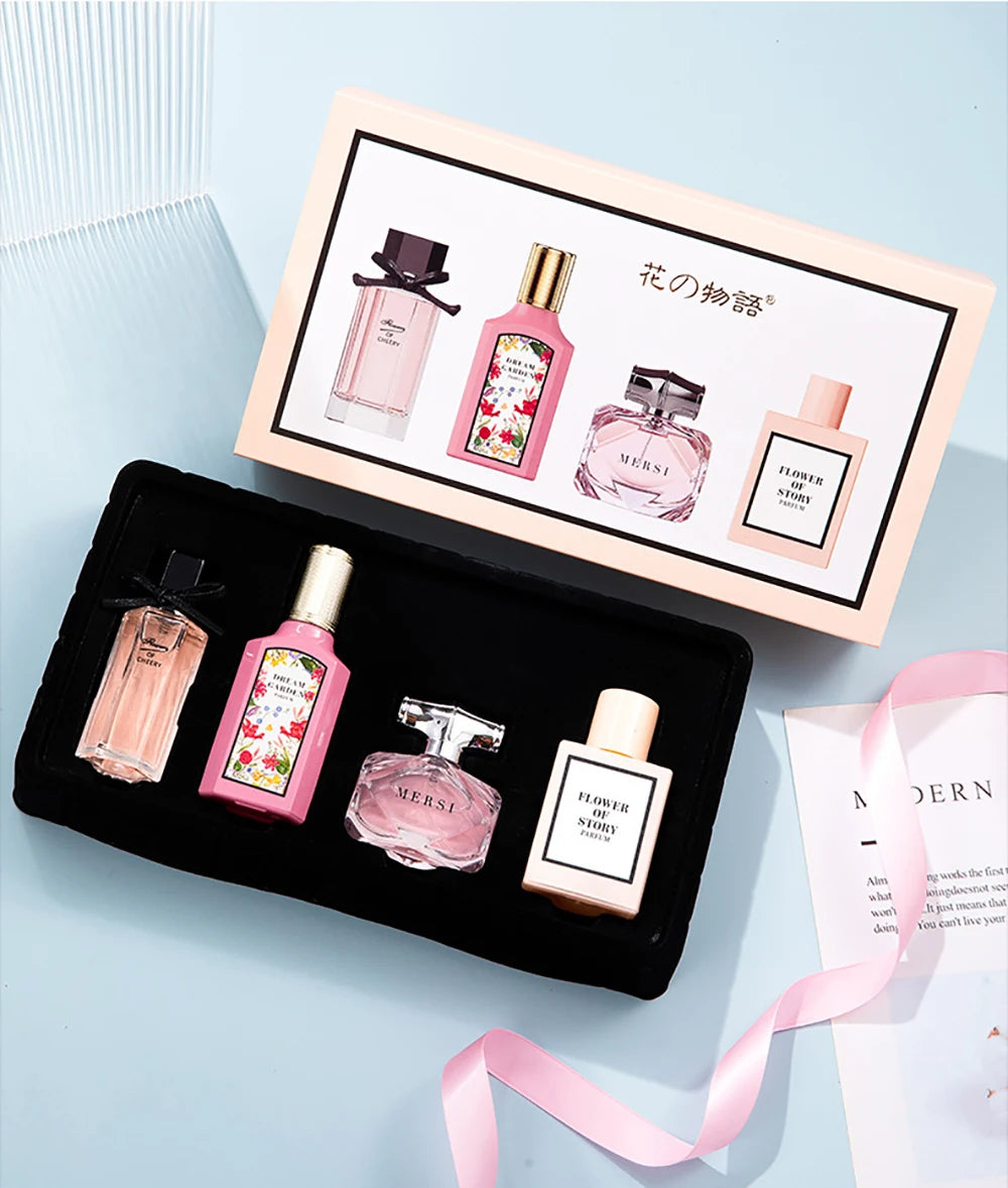 Floral Scent Gift Box 110ml Four Piece Set Women Perfume Pheromone Eau De Parfum Men Cologne Perfumes De Mujer Lasting Fragrance