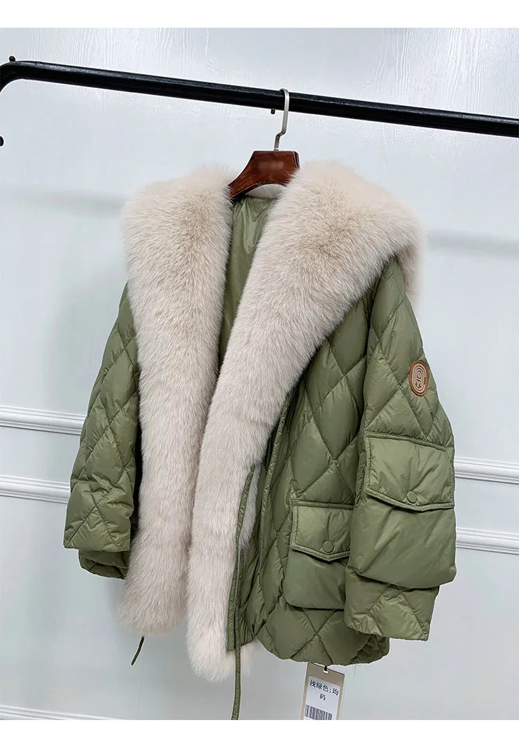 2024 Luxury Fur Collar Long Coats 2024 Women Winter Soft Warm Loose Jacket Puffer Parka Female Windproof Snow Outwear Coats