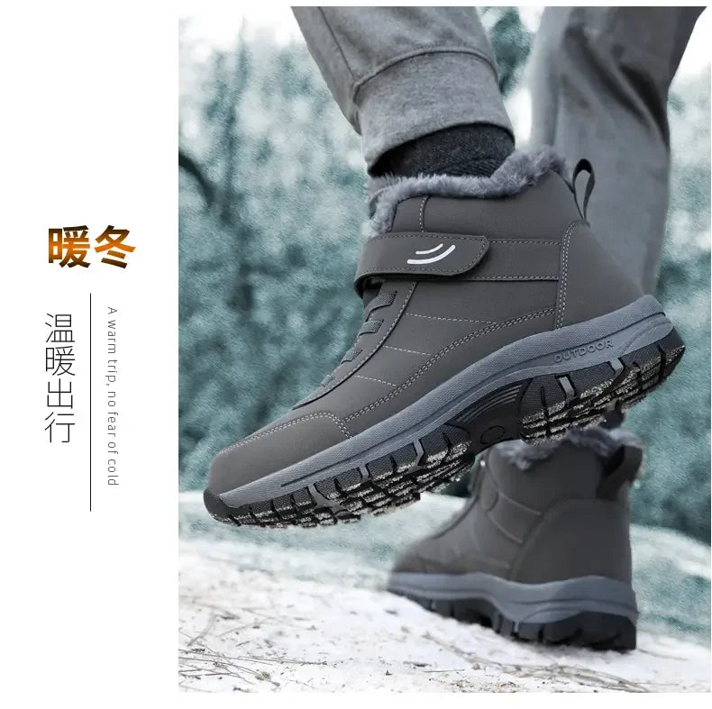 New 2024 Winter High Top Mountaineering Cotton Shoes for Elderly Hiking Warm Snow Boots Size 36-45 Zapatillas Hombre Men Shoes