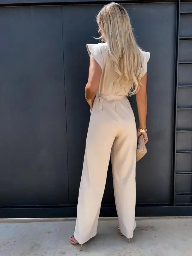 2024 Summer Short Sleeve Wide Leg Jumpsuit For Women Elegant Romper Vintage Streetwear Jumpsuits Overalls Women Jump Suit Woman